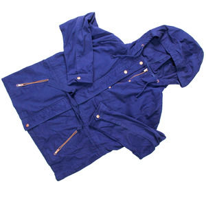 Women's Large Blue St Johns Bay Waist Tie Spring Snap Jacket 100% Cotton